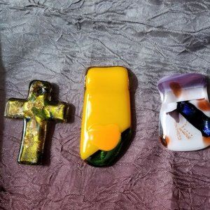 Glass Lampwork Murano Pendant Necklace Cross Tear